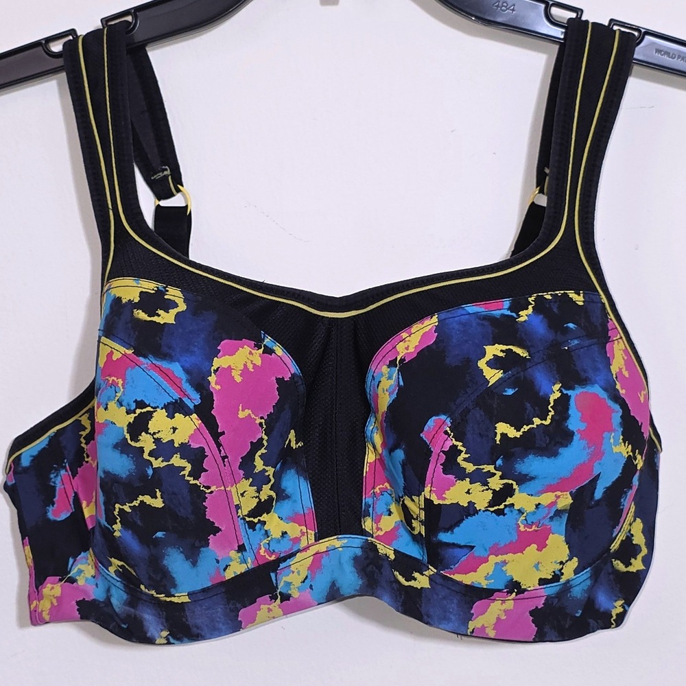 Panache Women's ELECTRIC PRINT Full-Busted Underwire Sports Bra 36DD Multicolor - Picture 6 of 11